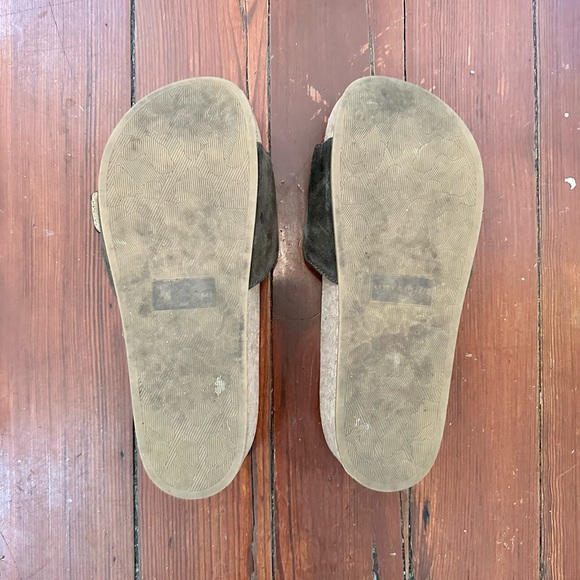 Veronica Beard Suede Slide Sandals, Olive/Brown - Picture 4 of 5